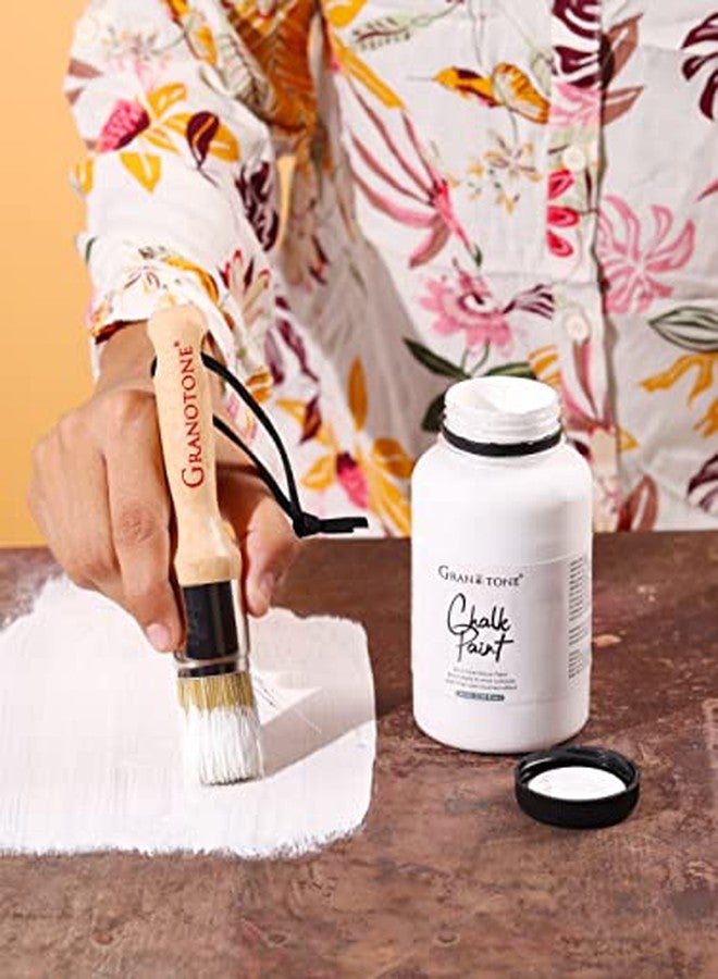 Granotone Chalk and Wax Paint Brush Set, 5Pcs Painting Brush Set with Natural Bristles & Wooden Handle, Paint Brushes for Wood Furniture Home Decor, Set of 2 Round, 2 Flat & 1 Pointed Brush - Image 4